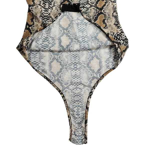 I.AM.GIA Kenzie Snakeskin Bodysuit Long Sleeve Mock Neck Size Small - Picture 6 of 14